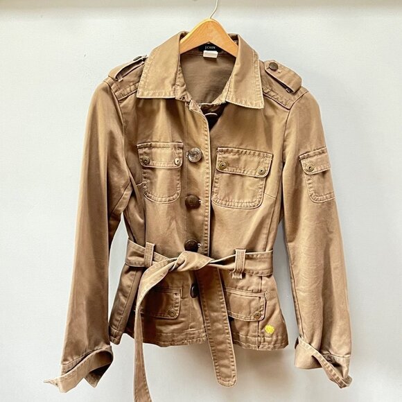 J. Crew Jackets & Blazers - J. Crew Brown‎ Belted Utility / Military Jacket- Size S